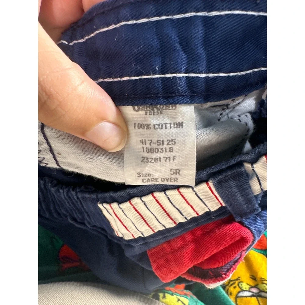 Vintage OshKosh B'gosh Kids‎ Navy Blue Red White Trimmed Casual Pants Size 5R